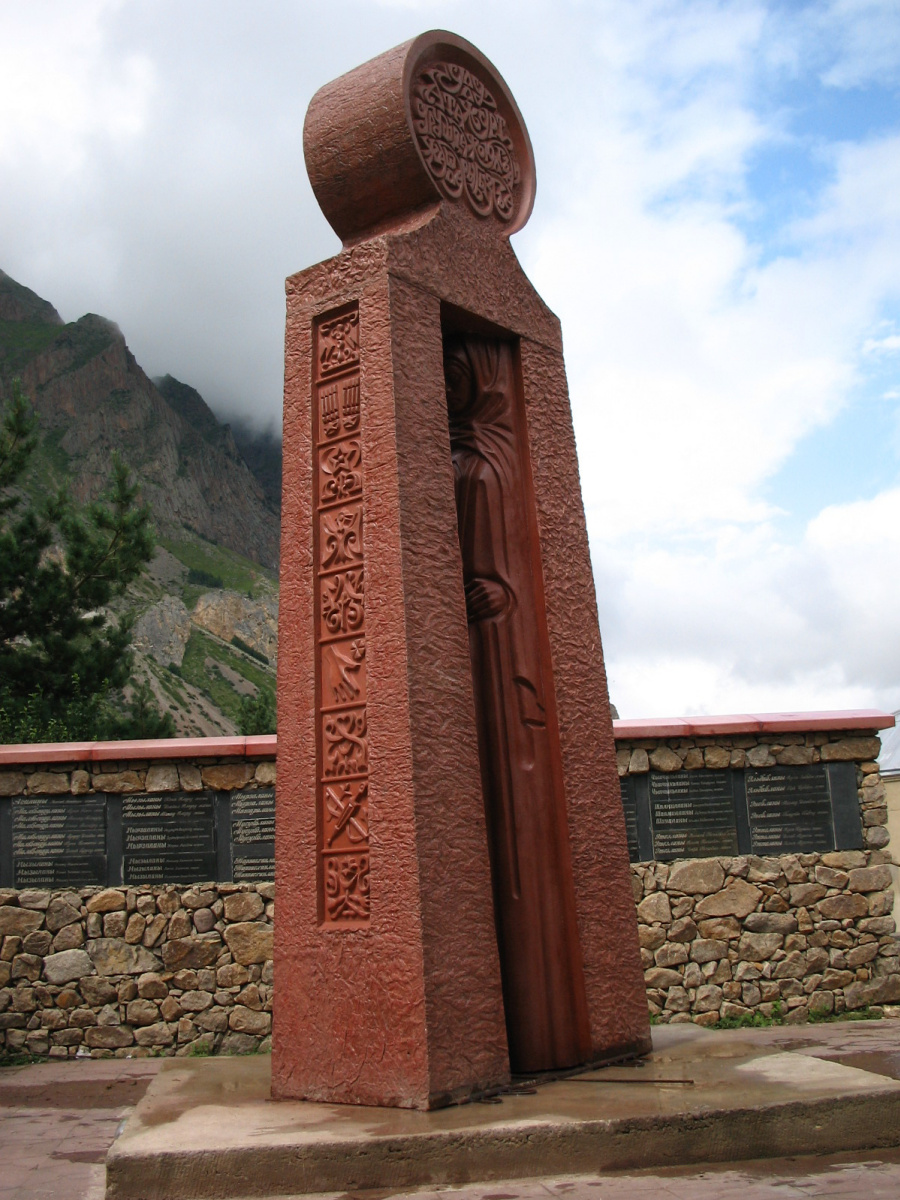 The monument to soldiers-villagers who died during the war 1941-1945, p. Bulungu. The Eastern facade