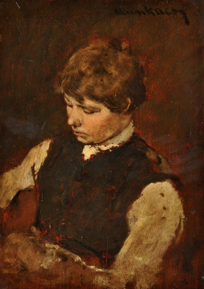 Mihály Munkácsy. Portrait d'un jeune homme. Esquisse pour une peinture "Dans un magasin de pion"