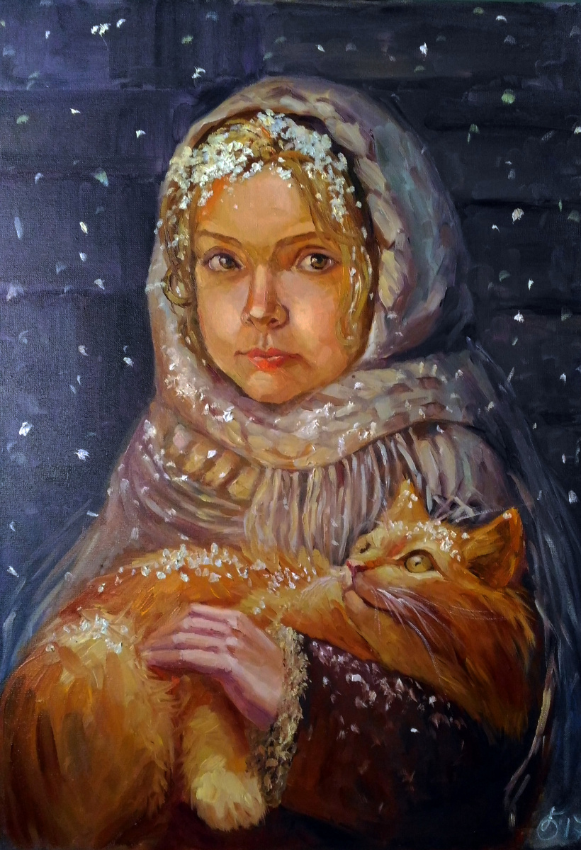 Svetlana Belova. The girl and the cat