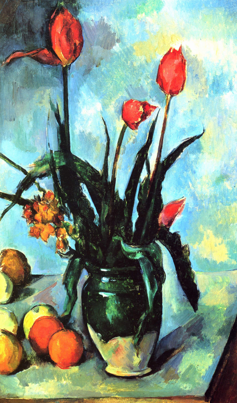 Paul Cezanne. Still life with tulips in a vase