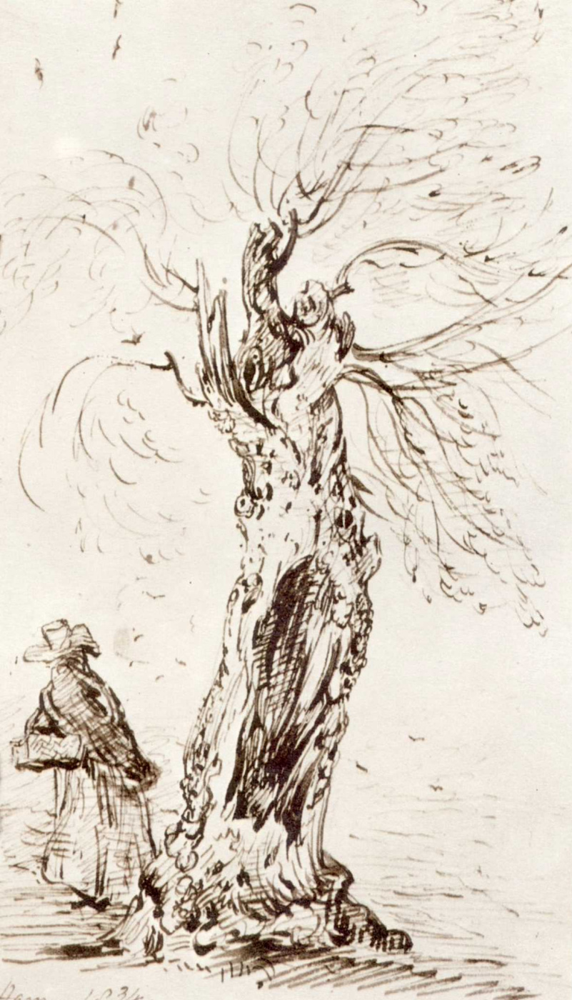 Джон Констебл. The tree and the figure; sketch in ham, Surrey