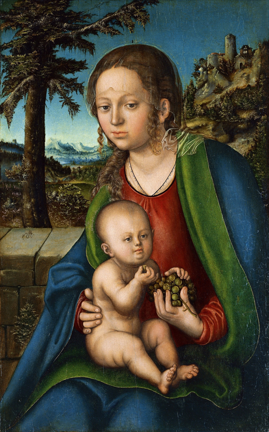 Лукас Кранах Старший. Мадонна с младенцем и виноградной гроздью