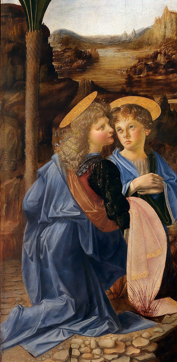 Andrea del Verrocchio. Il battesimo di Cristo frammento