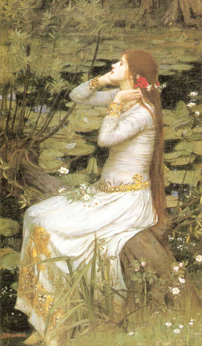 John William Waterhouse. Ophelia, die am Teich sitzt