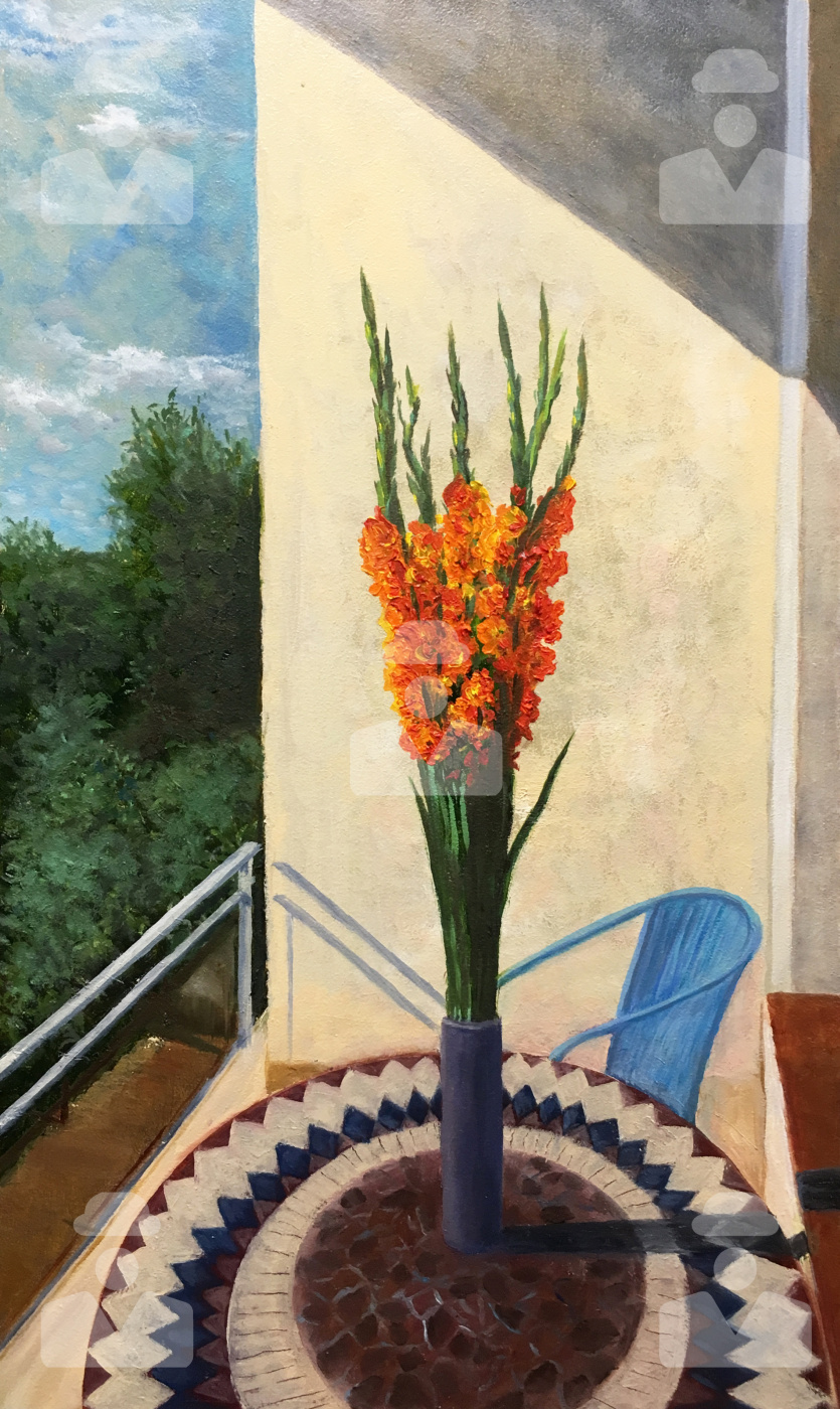 Albert Safiullin. Gladiolus on the balcony