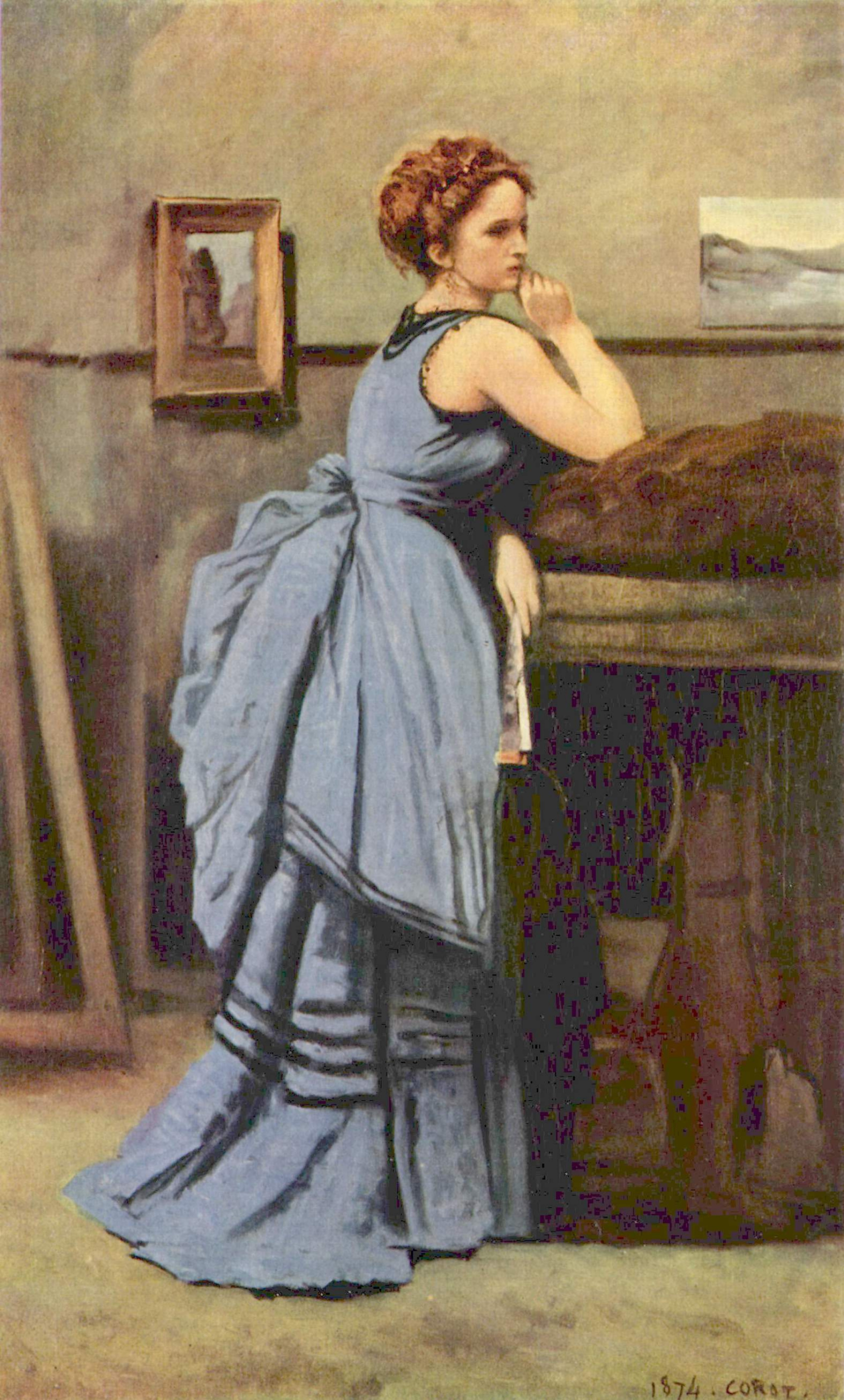 knee length dresses for ladies VICTORIAN LADY IN BLUE