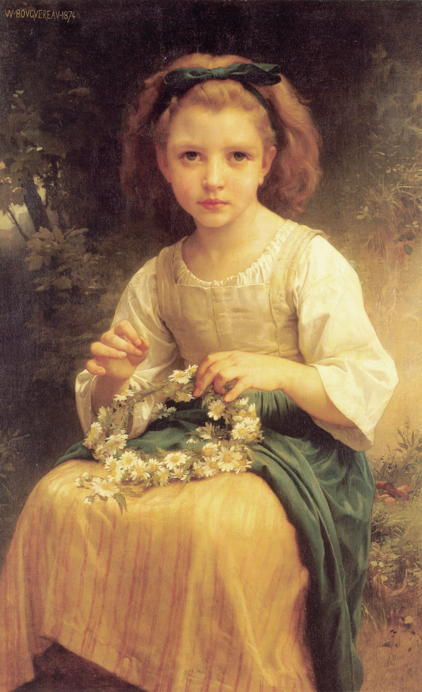 William-Adolphe Bouguereau. Child weaves a wreath