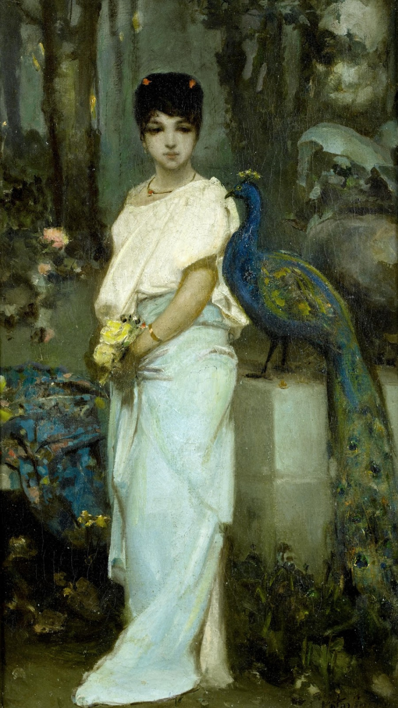 Wilhelm Kotarbinsky. Young woman with peacock