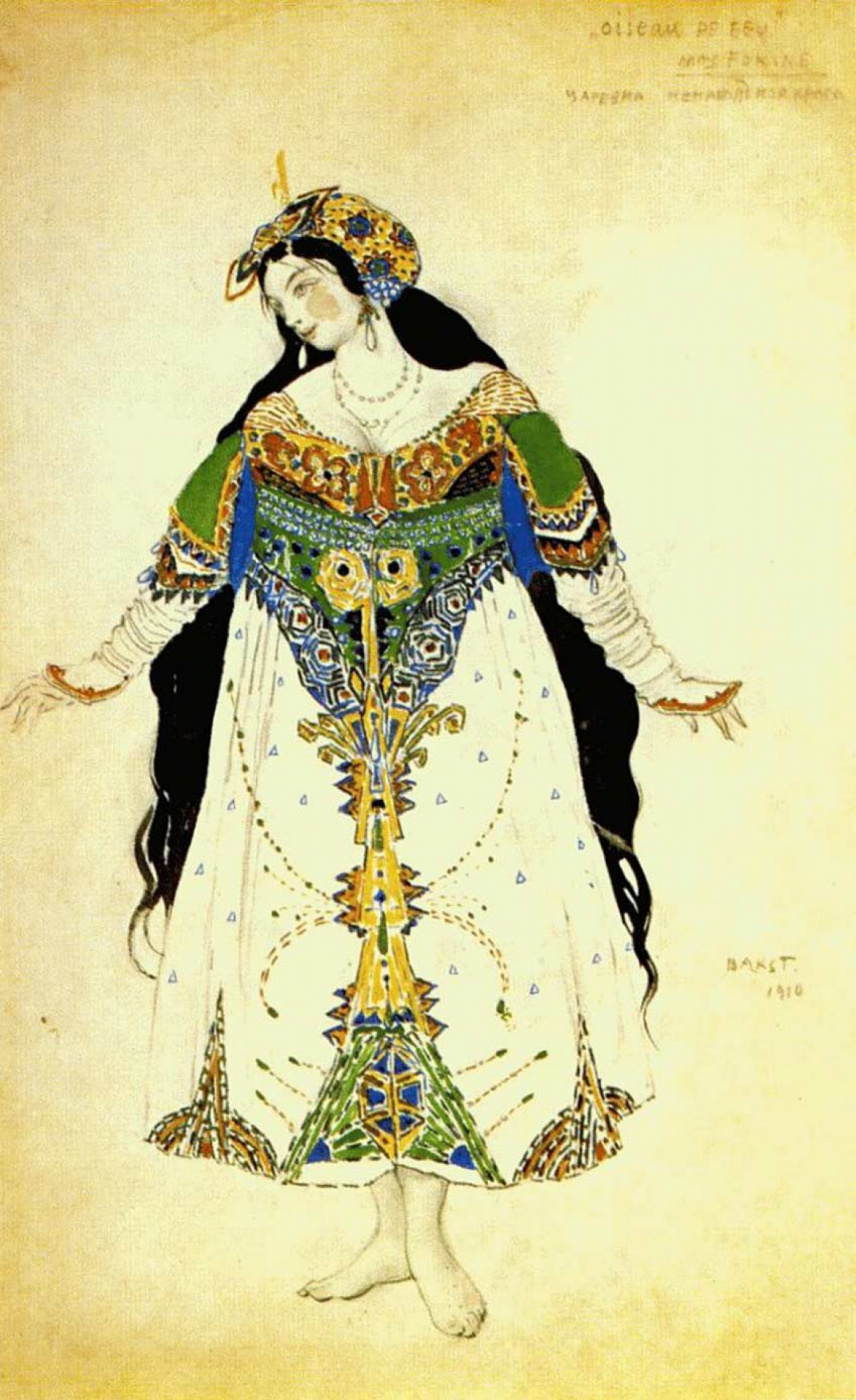 Lev (Leon) Bakst. A sketch of Princess costume for "the Firebird" by I. Stravinsky