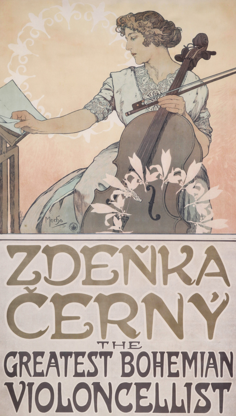 Alfonse Mucha. Poster of cellist Zdenka Cerny