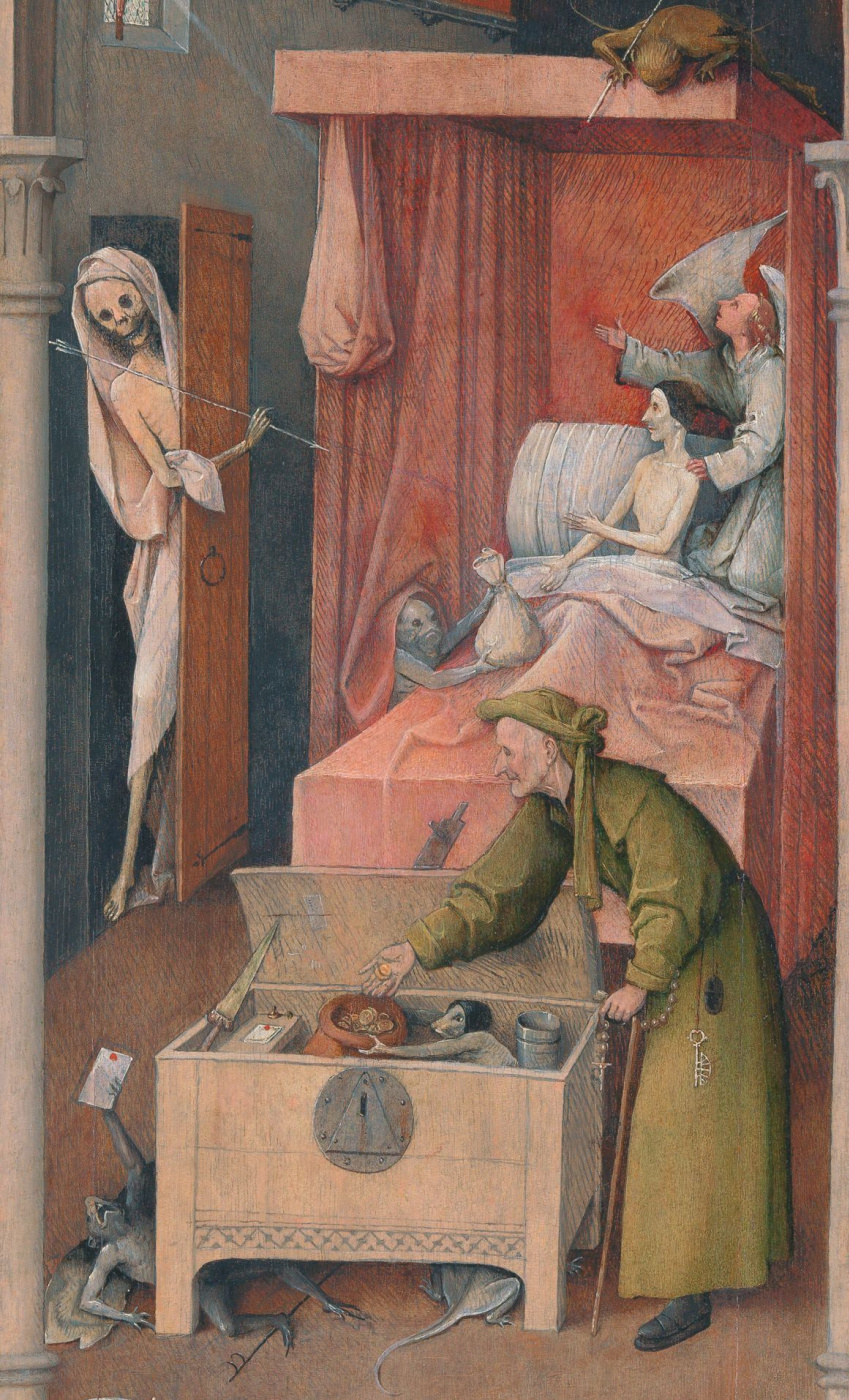 Hieronymus Bosch. The death of the miser. Fragment