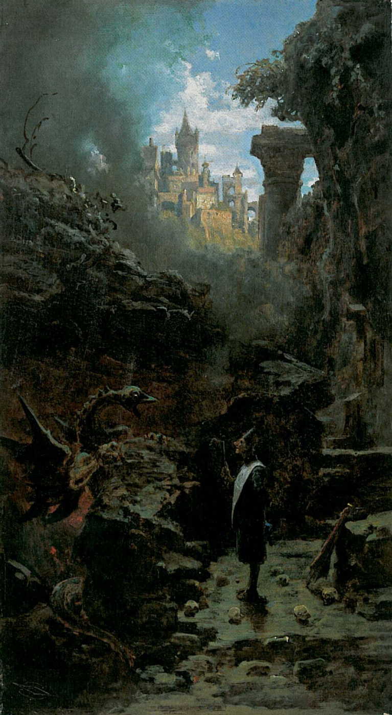 Karl Spitzweg. The wizard and the dragon