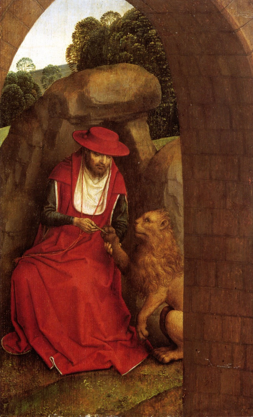 Hans Memling. Saint Jerome and the lion