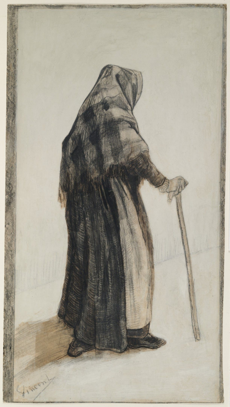 Вінсент Ван Гог. Старая женщина с шалью и тростью