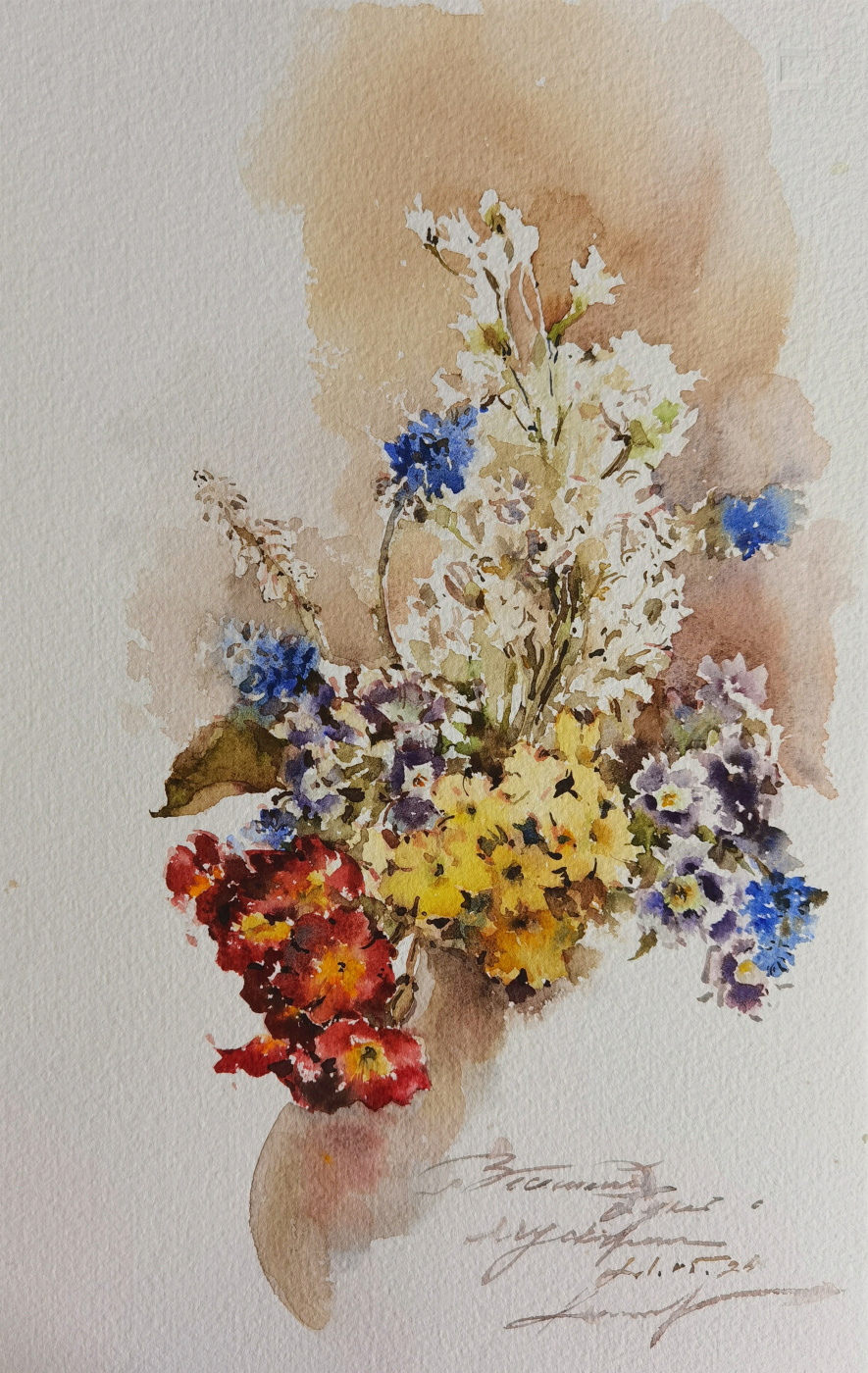 Katerina Nikolaevna Sorokina. Spring bouquet with muscari