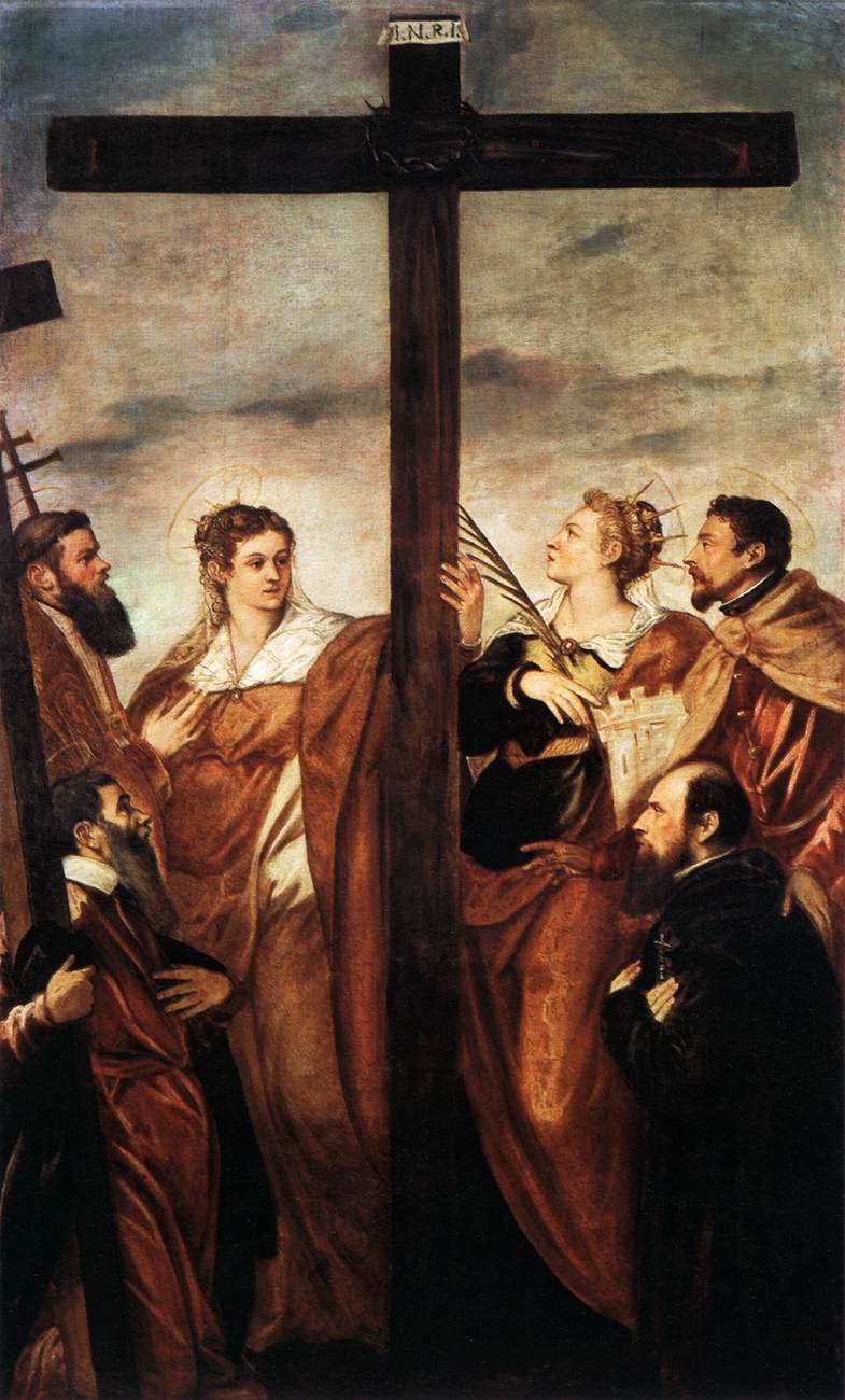 Jacopo (Robusti) Tintoretto. The worship of the Cross. Saint Helena and Saint Barbara