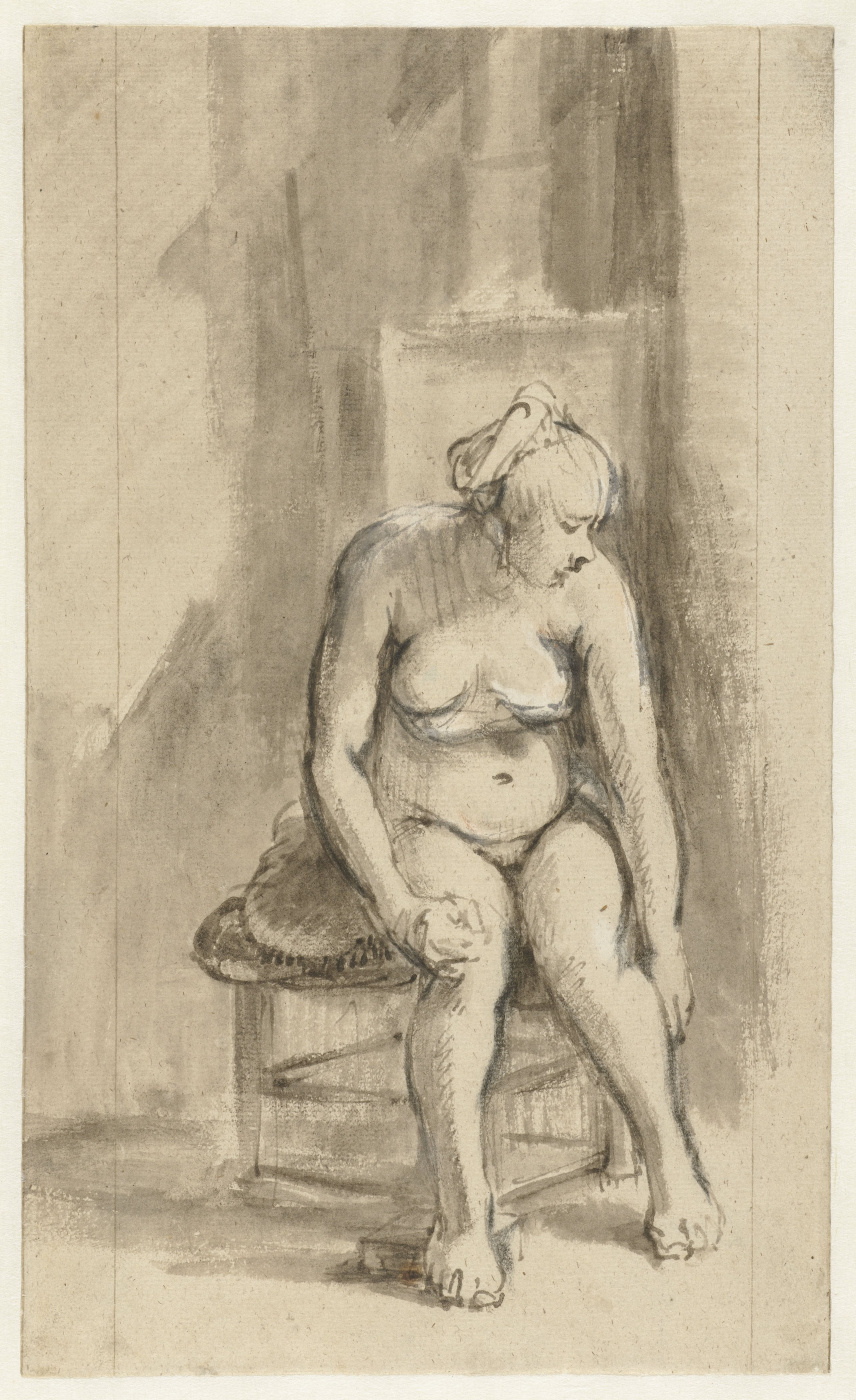 Rembrandt Harmenszoon van Rijn. Nude Woman Seated by a Stove