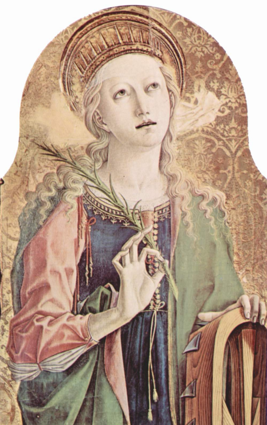 Carlo Crivelli. Saint Catherine Of Alexandria. The Central altar of the Cathedral of Ascoli, polyptych, left outer top