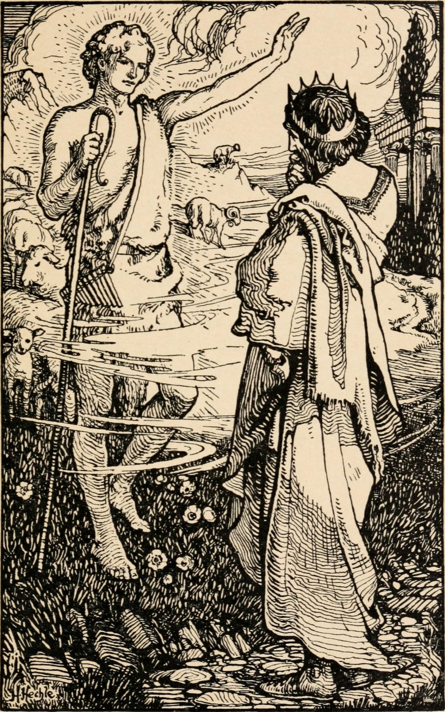 William Morris. Stories about the earthly Paradise. King Admet receives a quiver with arrows