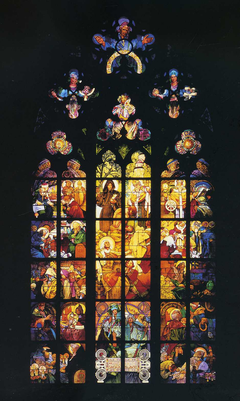 Alfonse Mucha. Stained glass window in St. Vitus Cathedral