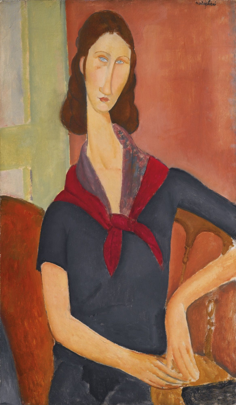 Amedeo Modigliani. Portrait of Jeanne hebuterne (with a scarf)