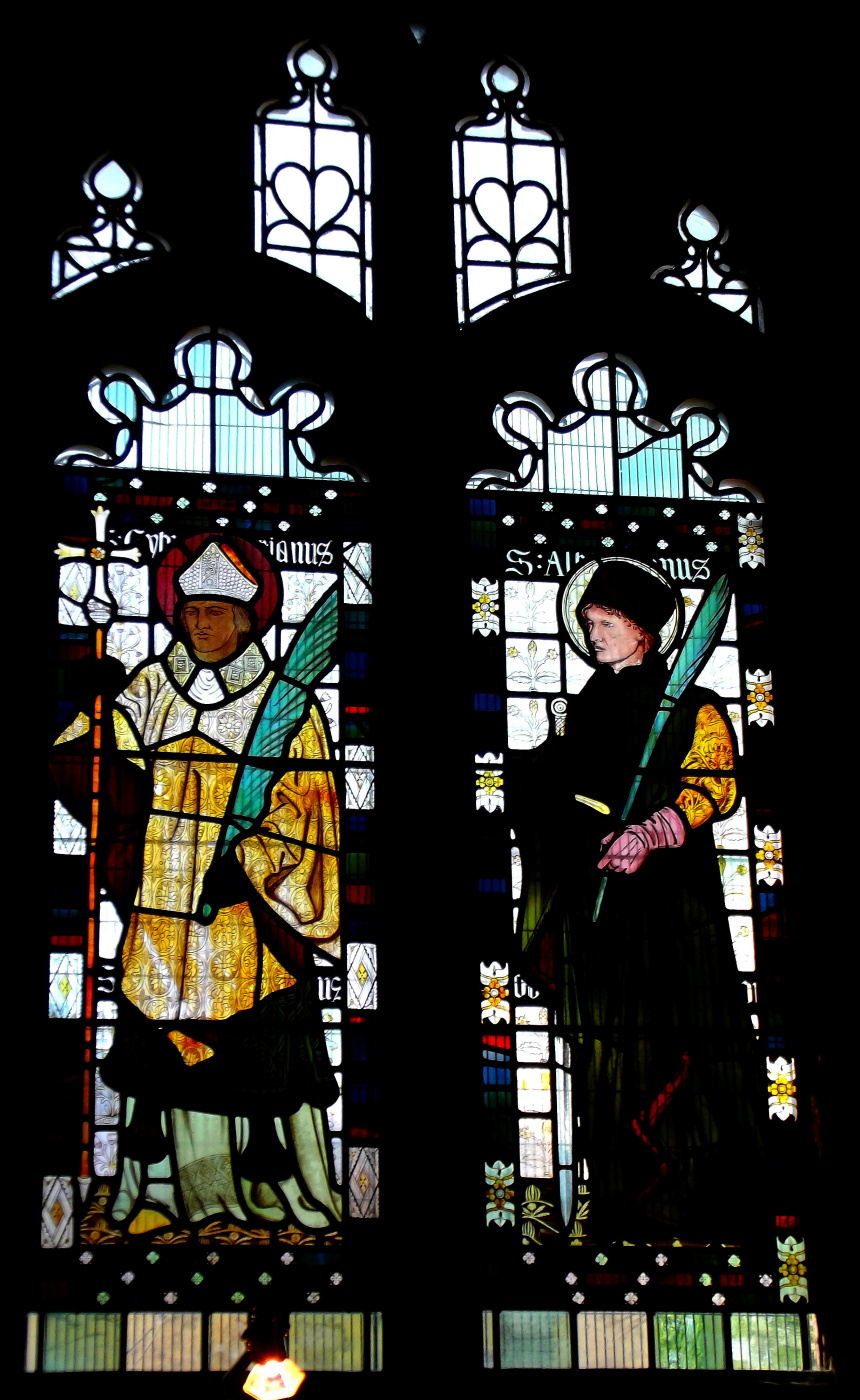 William Morris. Stained glass in the Cathedral of Bradford, on Stott Hill, Bradford, West Yorkshire, England
