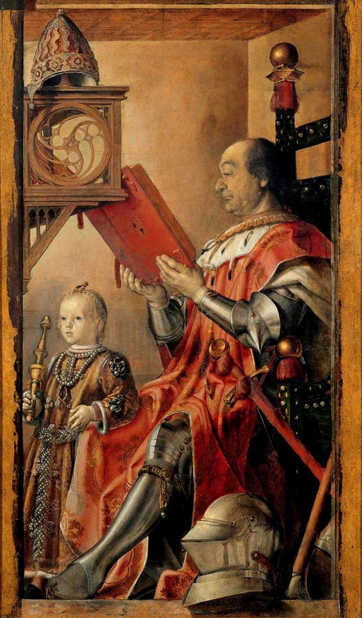 Pedro Berruguete. The Duke of Urbino, federigo da Montefeltro with his son, Guidobaldo