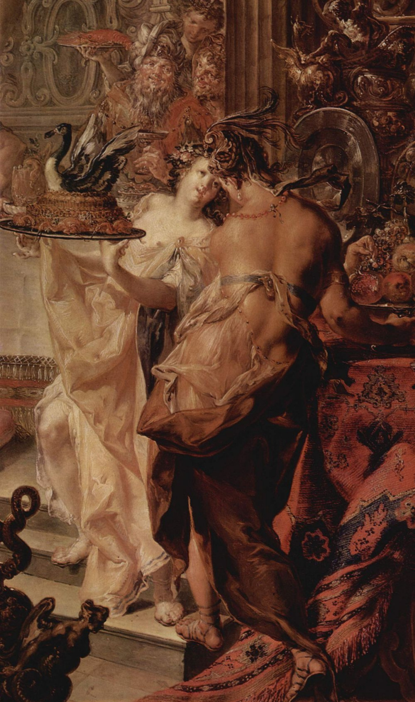Johann Georg Platzer. The Banquet of Cleopatra, detail