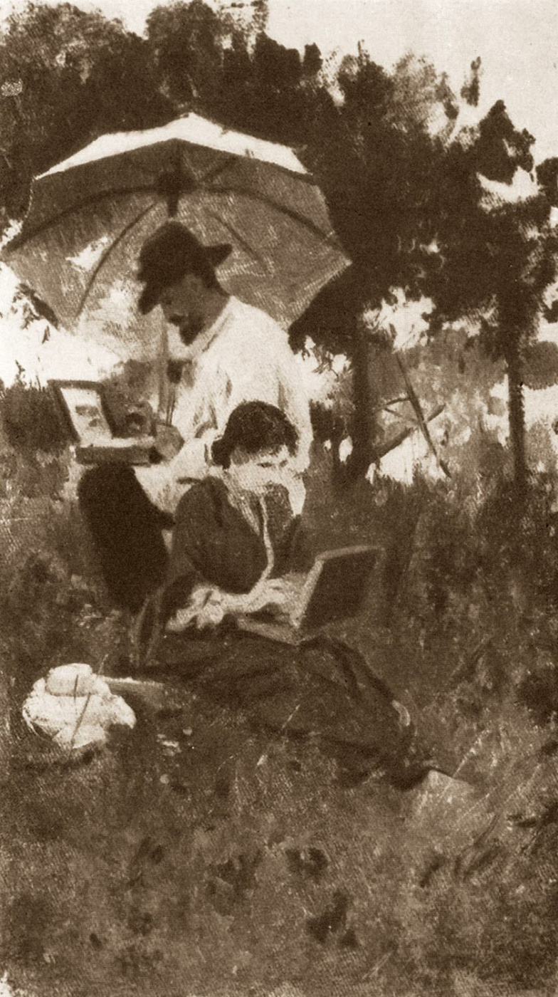 Alexey Stepanovich Stepanov. I. Levitan and S. P. Kuvshinnikova on sketches