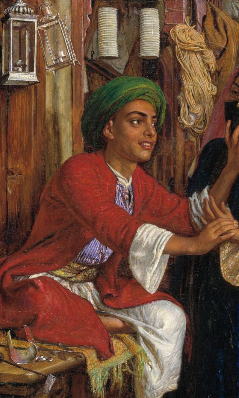 William Holman Hunt. The courtship of the seller of the lights. Street scene in Cairo. Fragment