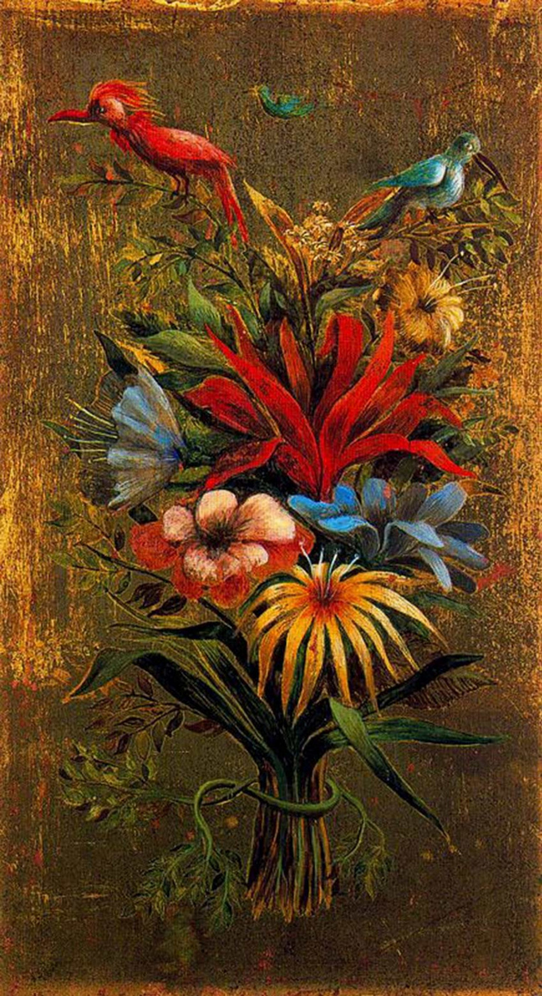 Remedios Varo. Flower bouquet with birds