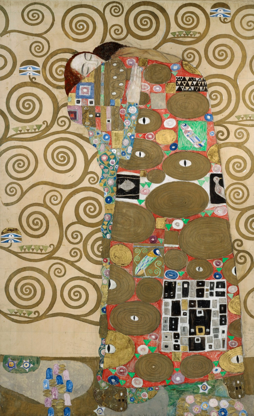 Gustav Klimt. Stoclet饰带。拥抱（碎片）