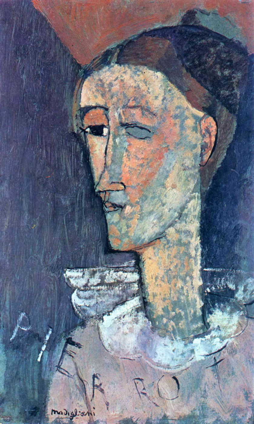 Amedeo Modigliani. Self-portrait in a Pierrot