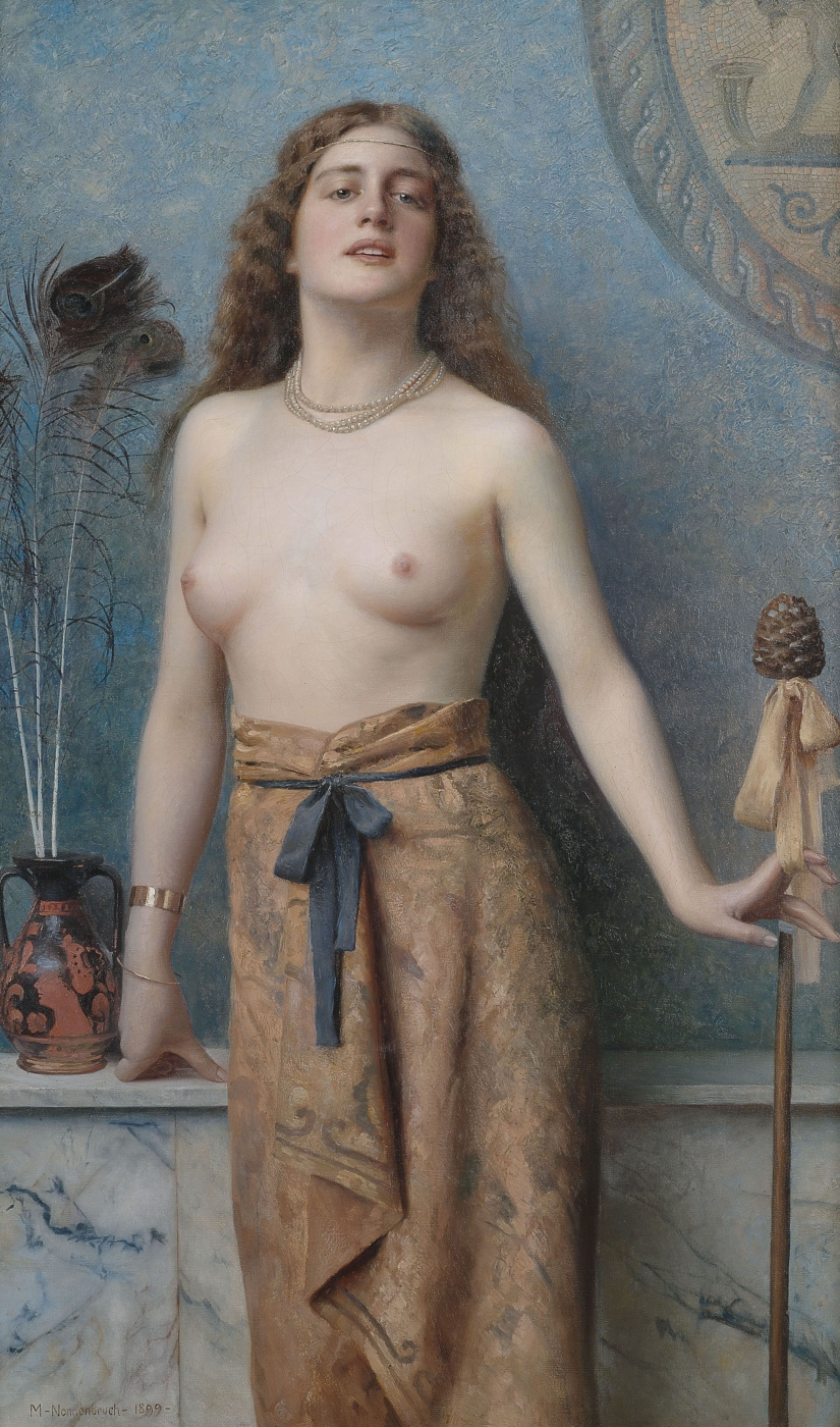 Max Nonnenbruch. Young bacchante with thrysos staff