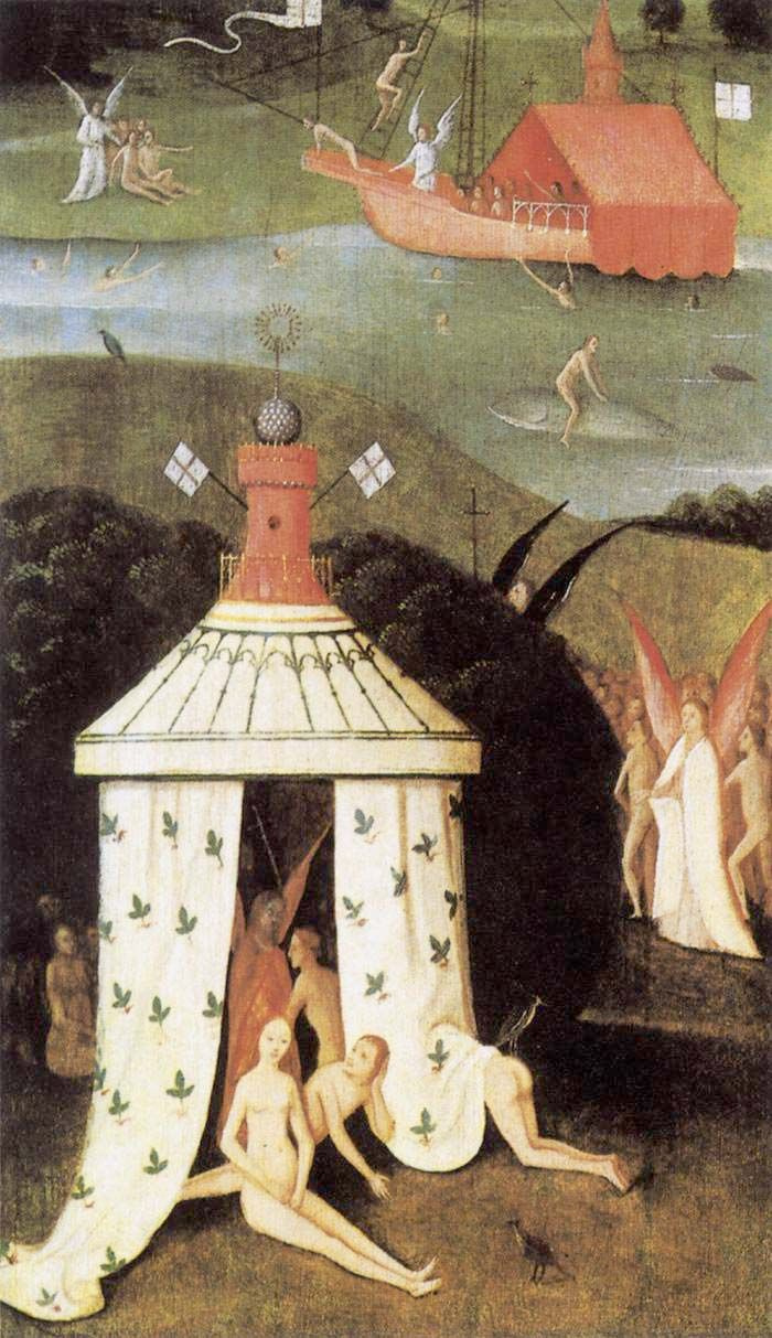 Hieronymus Bosch. Paradise. The left panel of the triptych of the lost judgment. Fragment