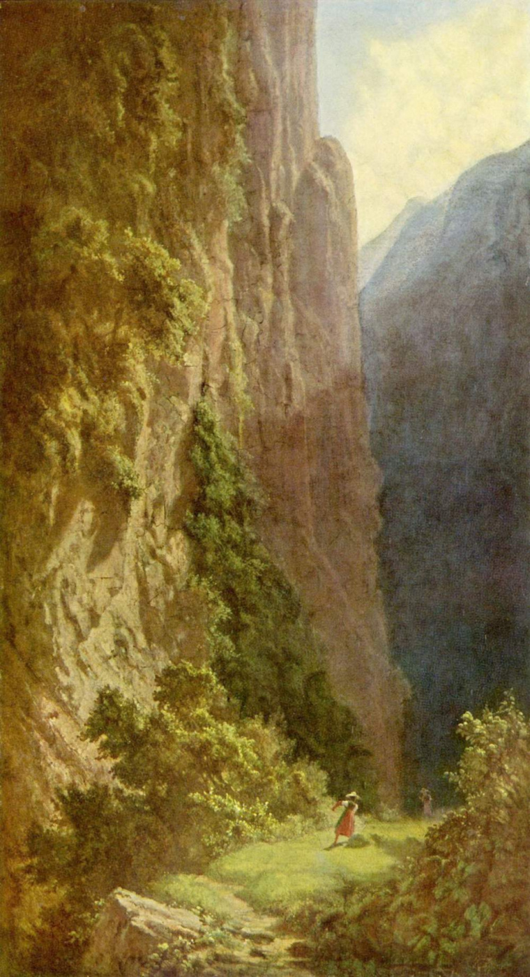 Karl Spitzweg. Reaper in the mountains