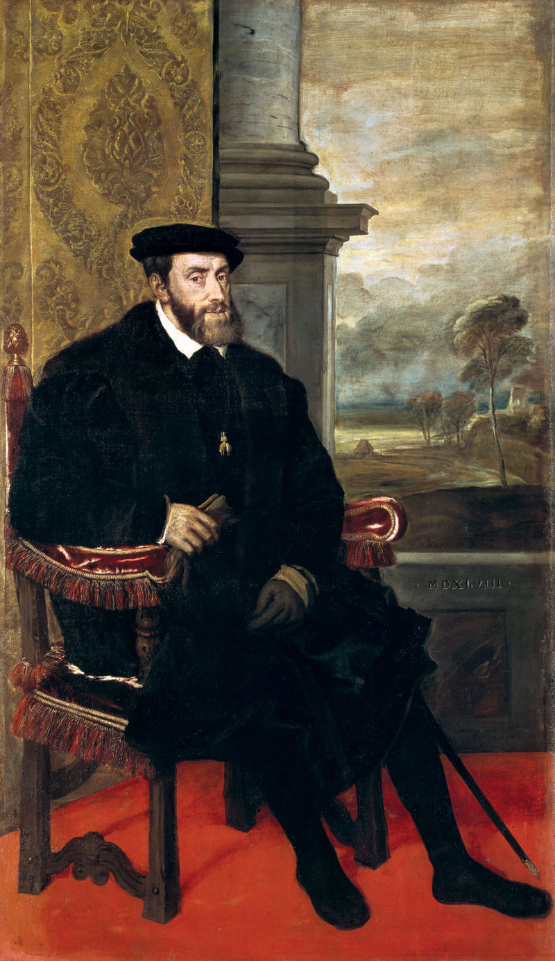 Titian Vecelli. Portrait of Emperor Charles V in the armchair