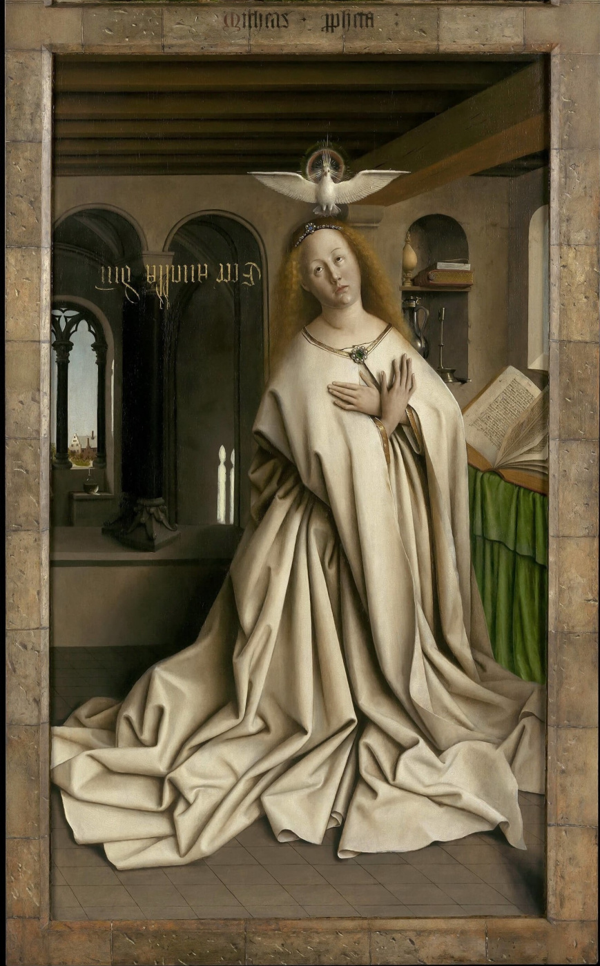 Jan van Eyck. Ghent altarpiece with wings closed (fragment)