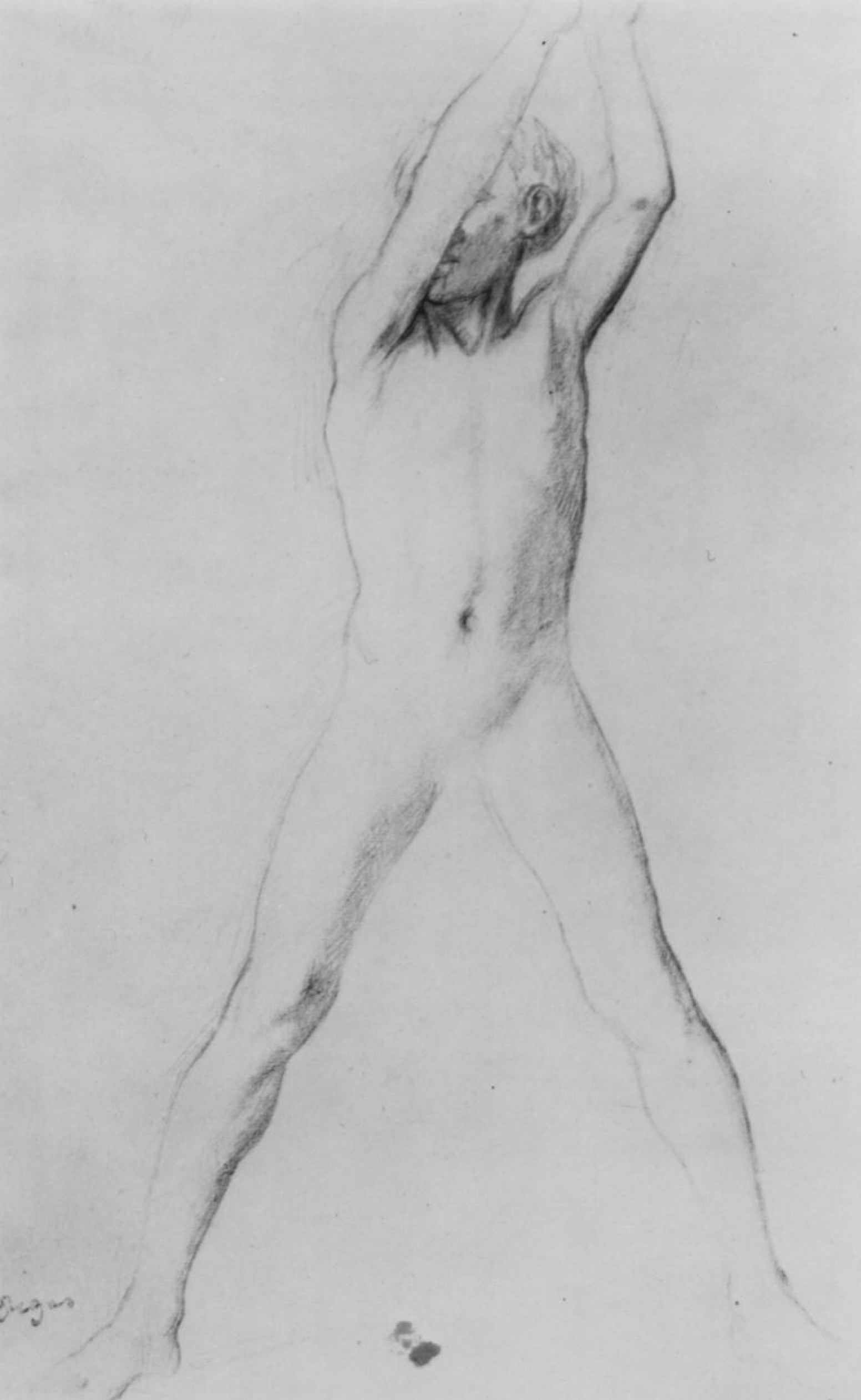 A naked boy with his hands raised and legs apart, 1860, 19×32 cm by Edgar  Degas: History, Analysis & Facts | Arthive