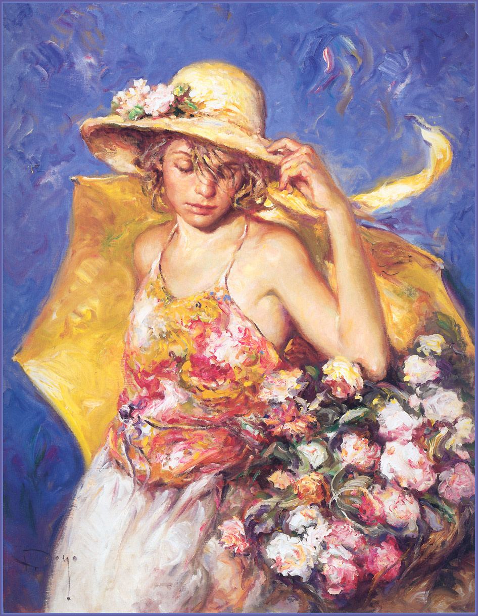 画作描述 yellow umbrella
