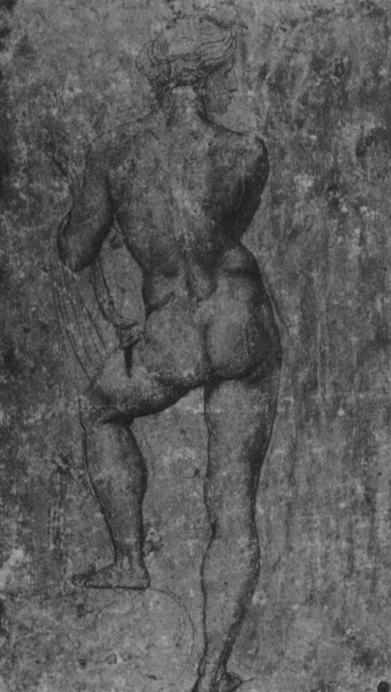 Raphael Santi. Study for the frescoes of the Loggia of psyche. Standing Nude