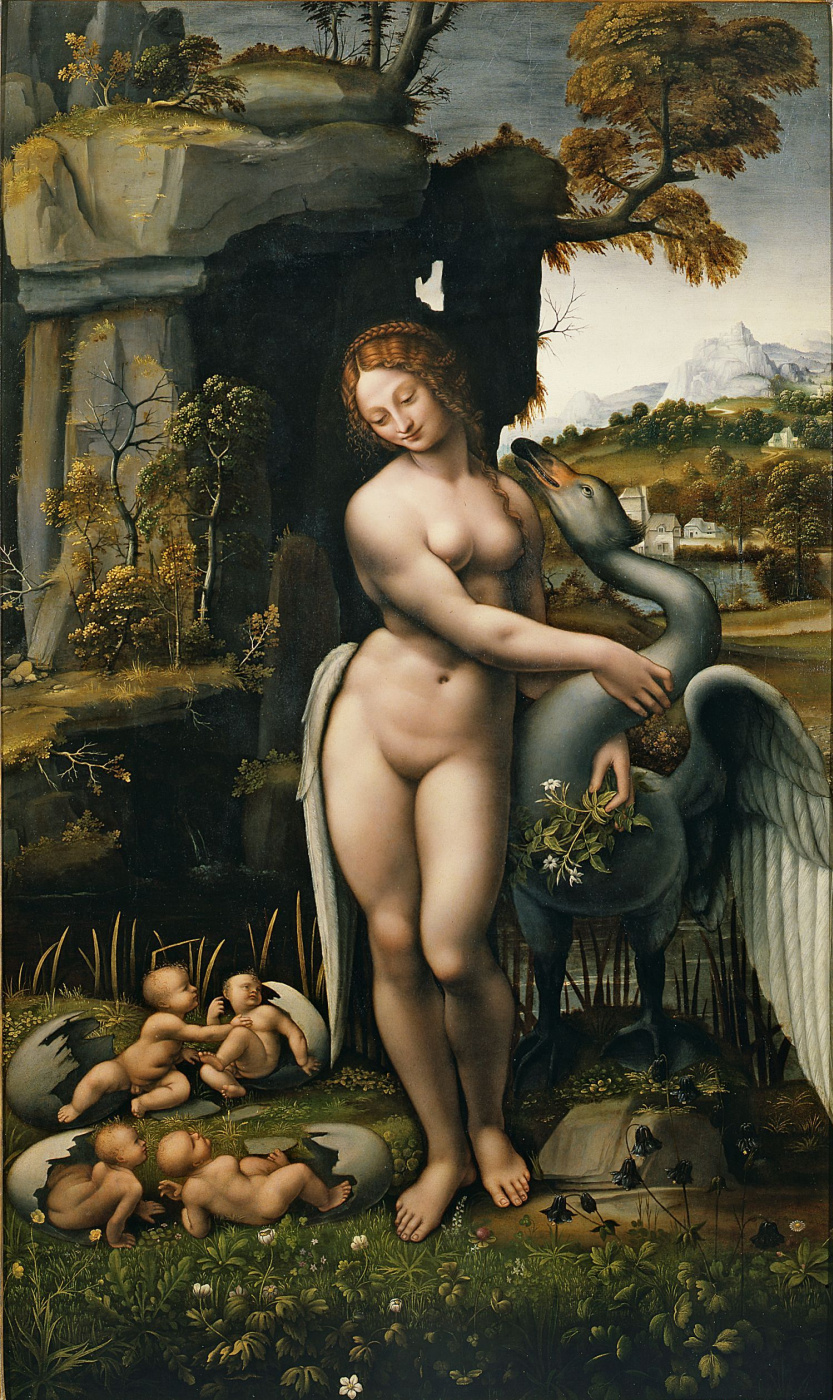 Leonardo da Vinci. Leda and the Swan (copy of a lost work of Leonardo attributed to Francesco Melzi)