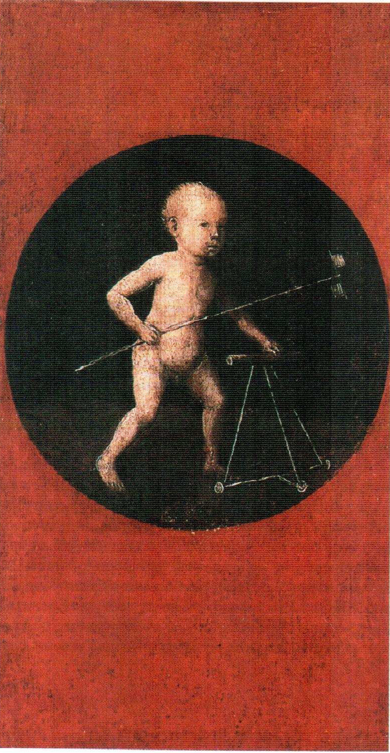 Hieronymus Bosch. Baby Jesus with a Walker. The carrying of the cross. The flip side