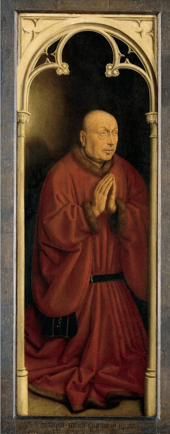 Jan van Eyck. The Ghent altar with closed doors. Donator (fragment)
