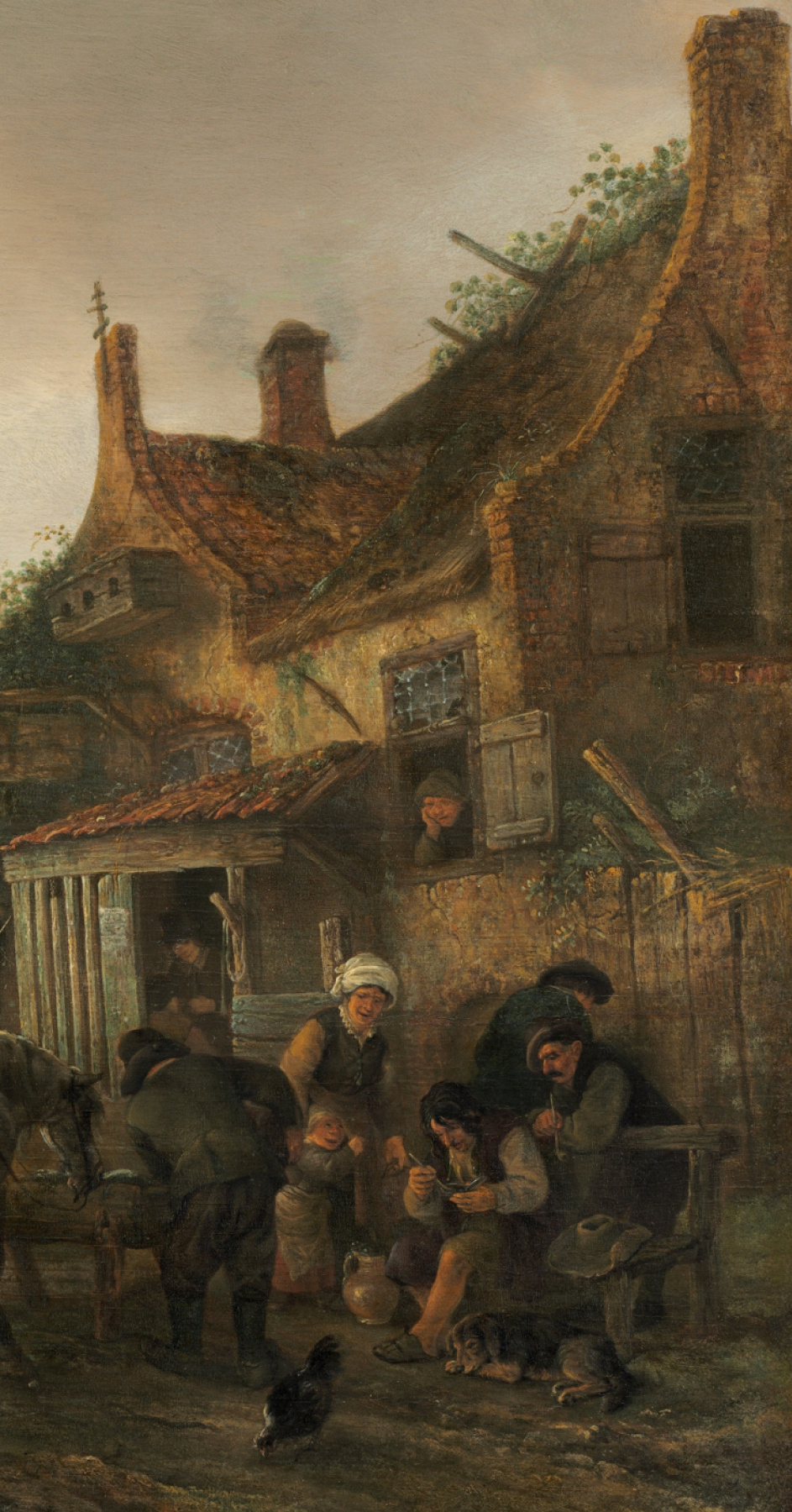 Isaac Jans van Ostade. Stop at the hotel. Fragment 3. The scene at the hotel