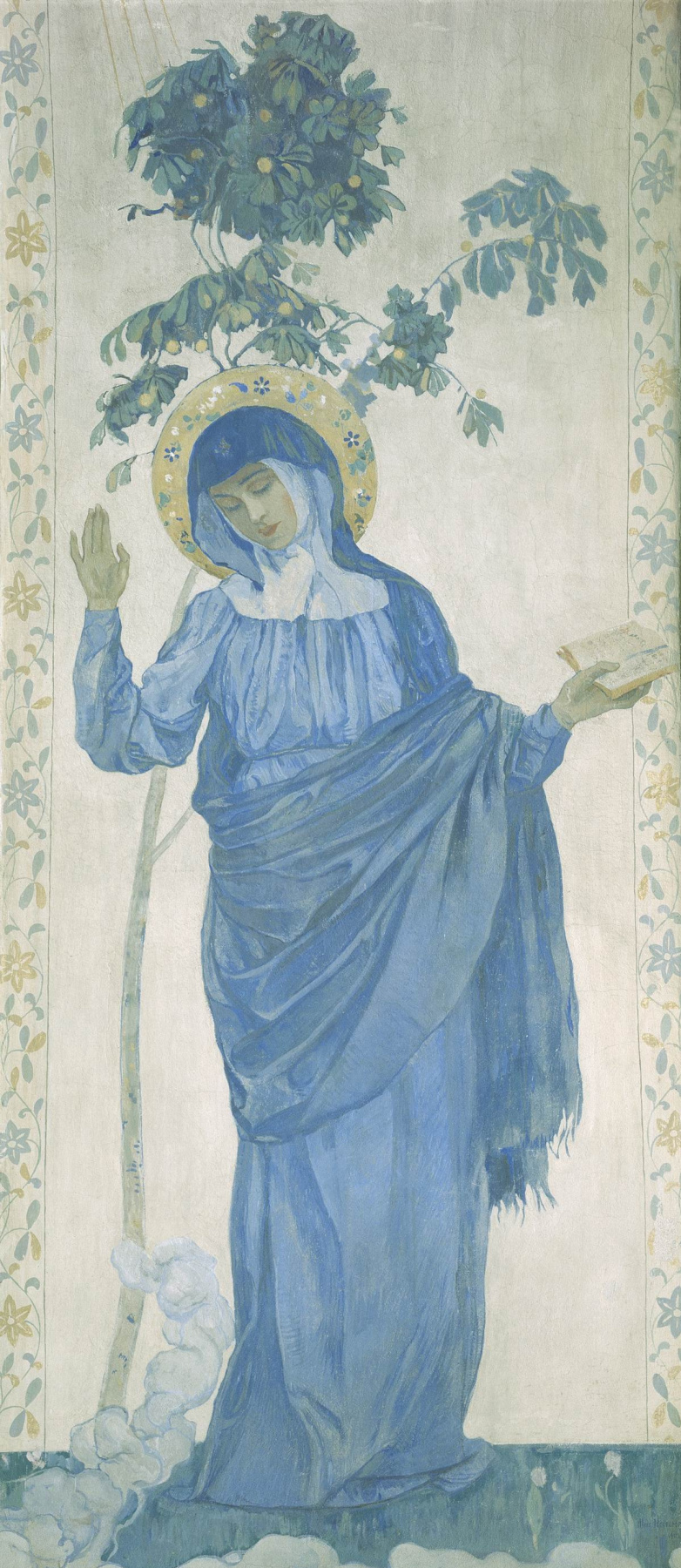 Mikhail Vasilyevich Nesterov. The Annunciation. The Virgin Mary. The painting of the pylon of the Pokrovsky Cathedral of the Marfo-Mariinsky convent in Moscow