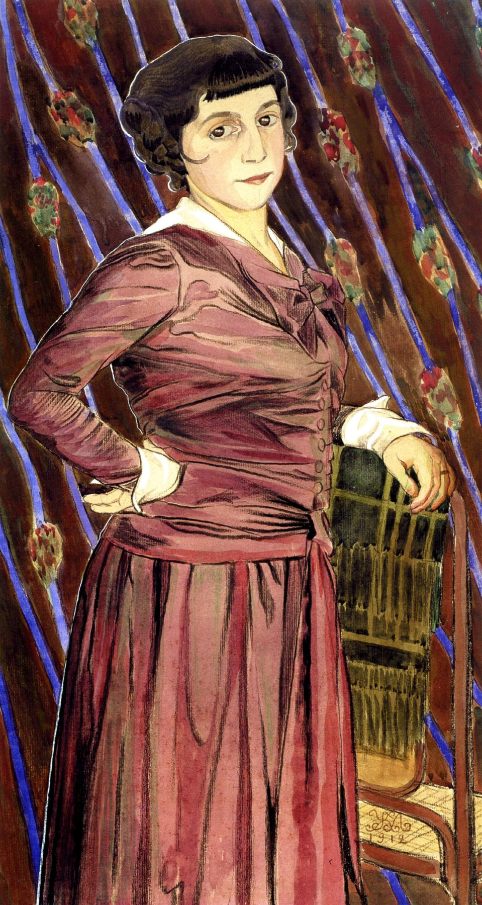 Mikhail Ivanovich the Beetle. Portrait of an Unknown Woman in a Brown and Purple Dress