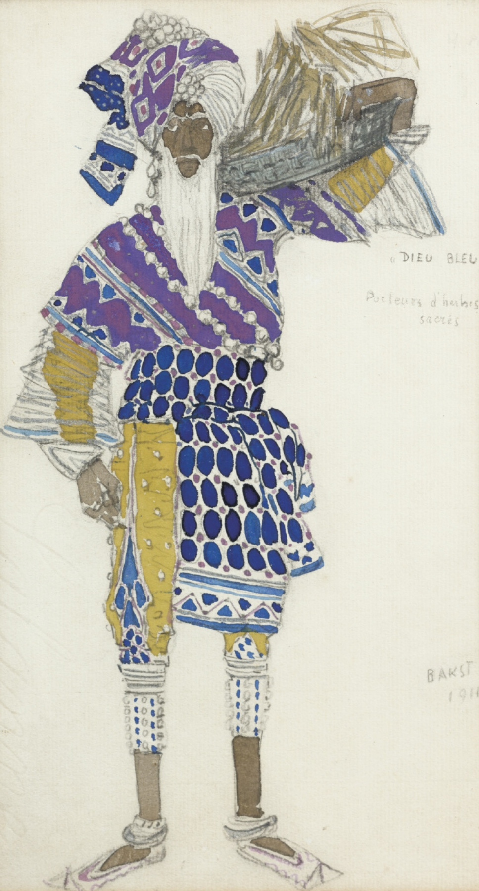 Lev (Leon) Bakst. Costume design for the ballet "Blue God"
