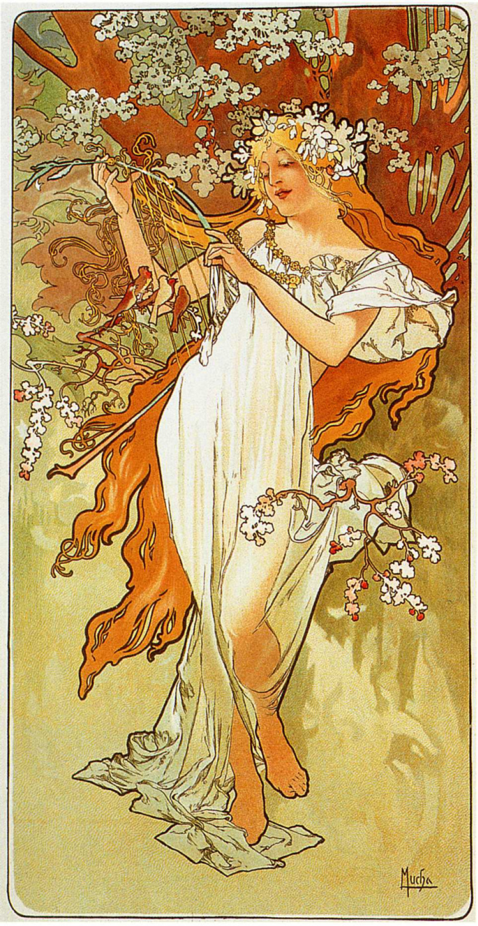 Alfons Mucha. Frühling aus der Serie "Jahreszeiten"