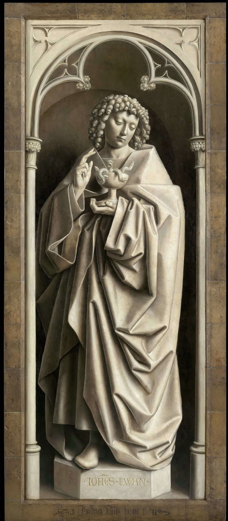 Hubert van Eyck. Gent-Altar mit geschlossenen Türen. Johannes der Theologe (Fragment)
